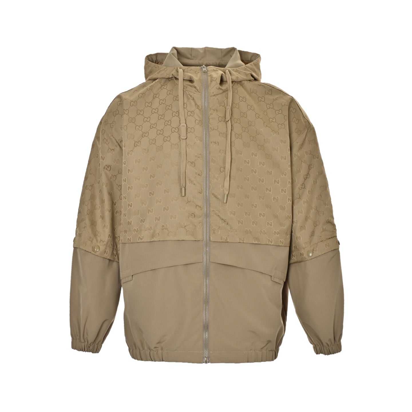 Stitched all-over printed presbyopic hooded windbreaker jacket