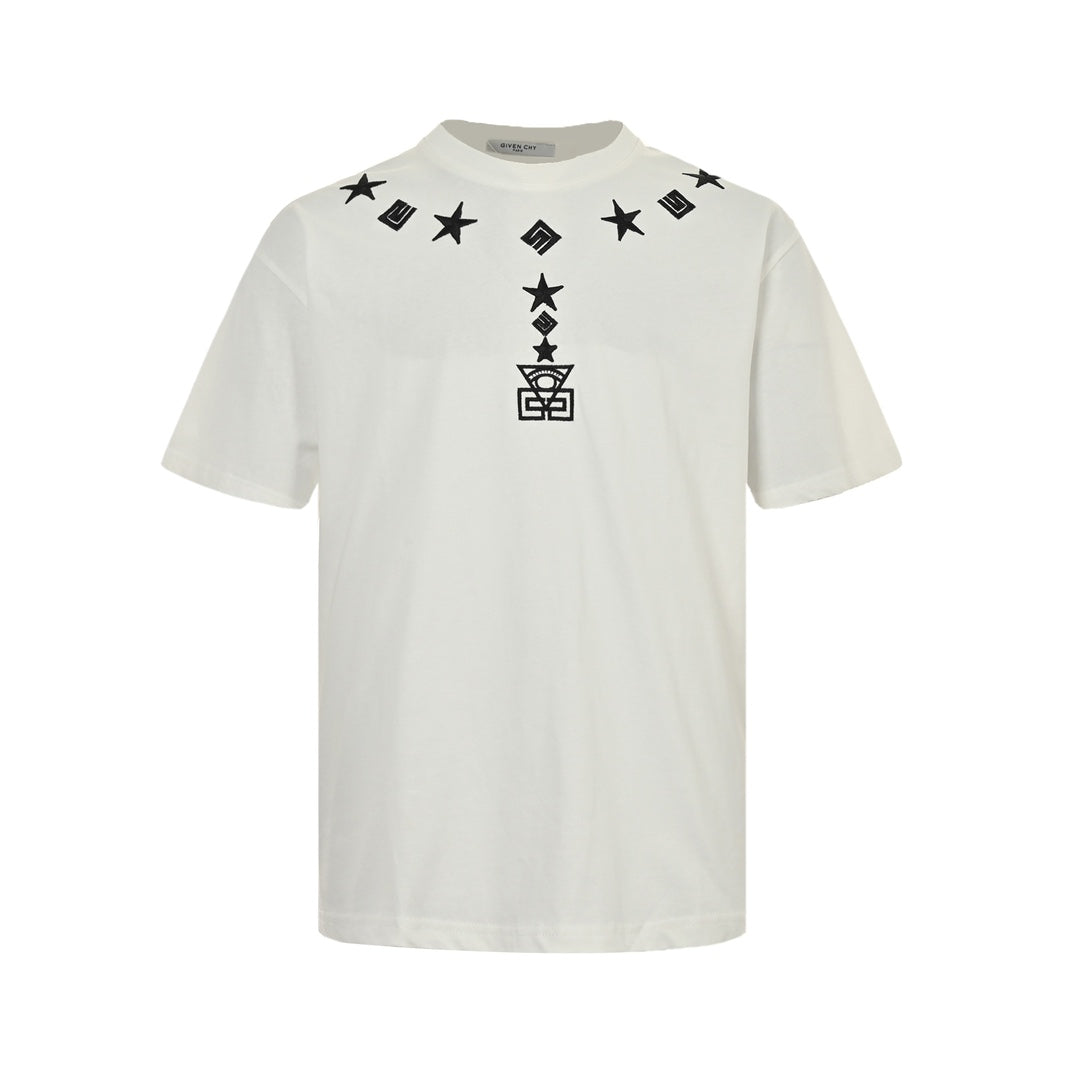 Five-pointed star necklace pendant embroidered short sleeves