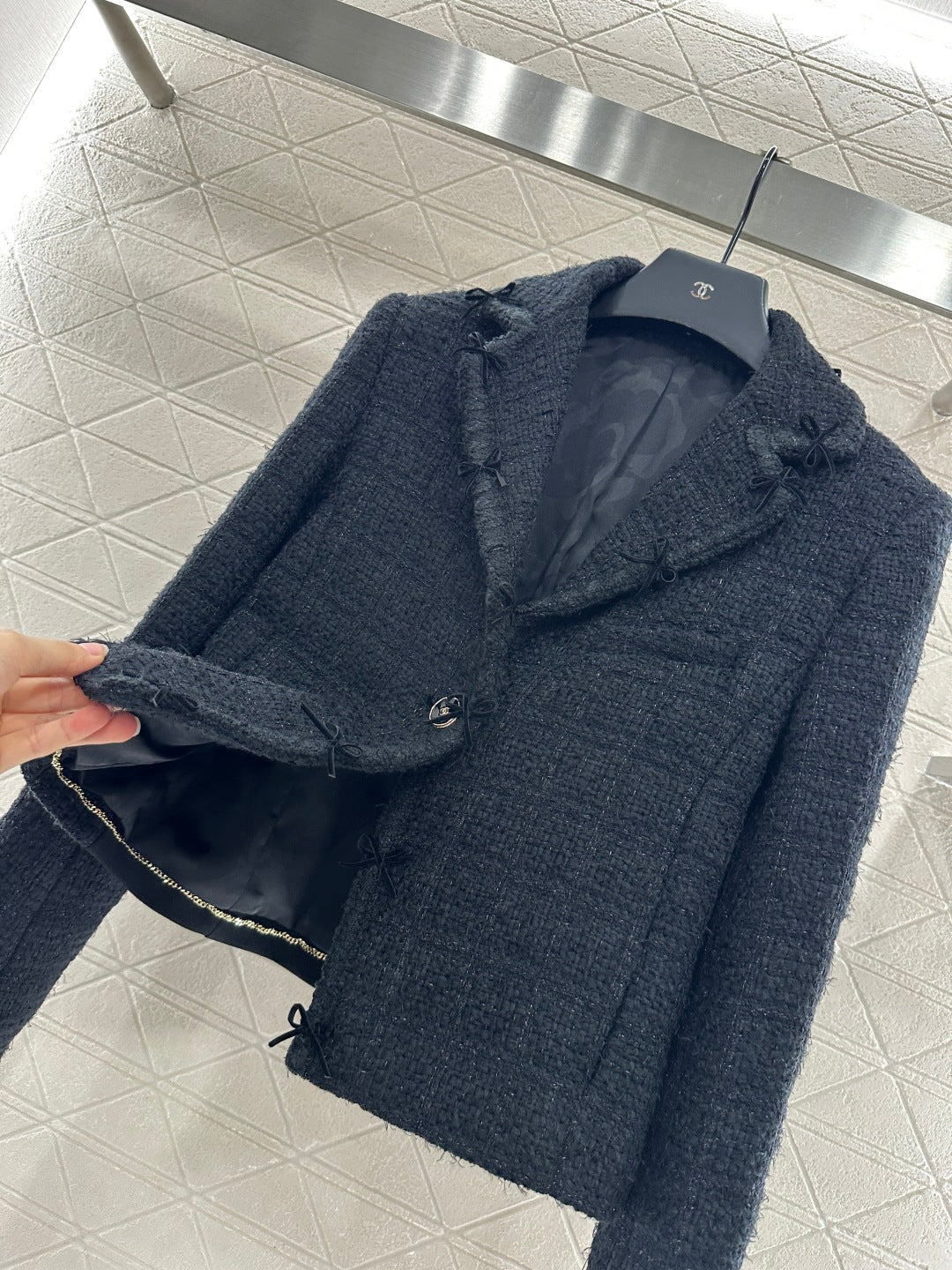 25fw Collar bow woven dress