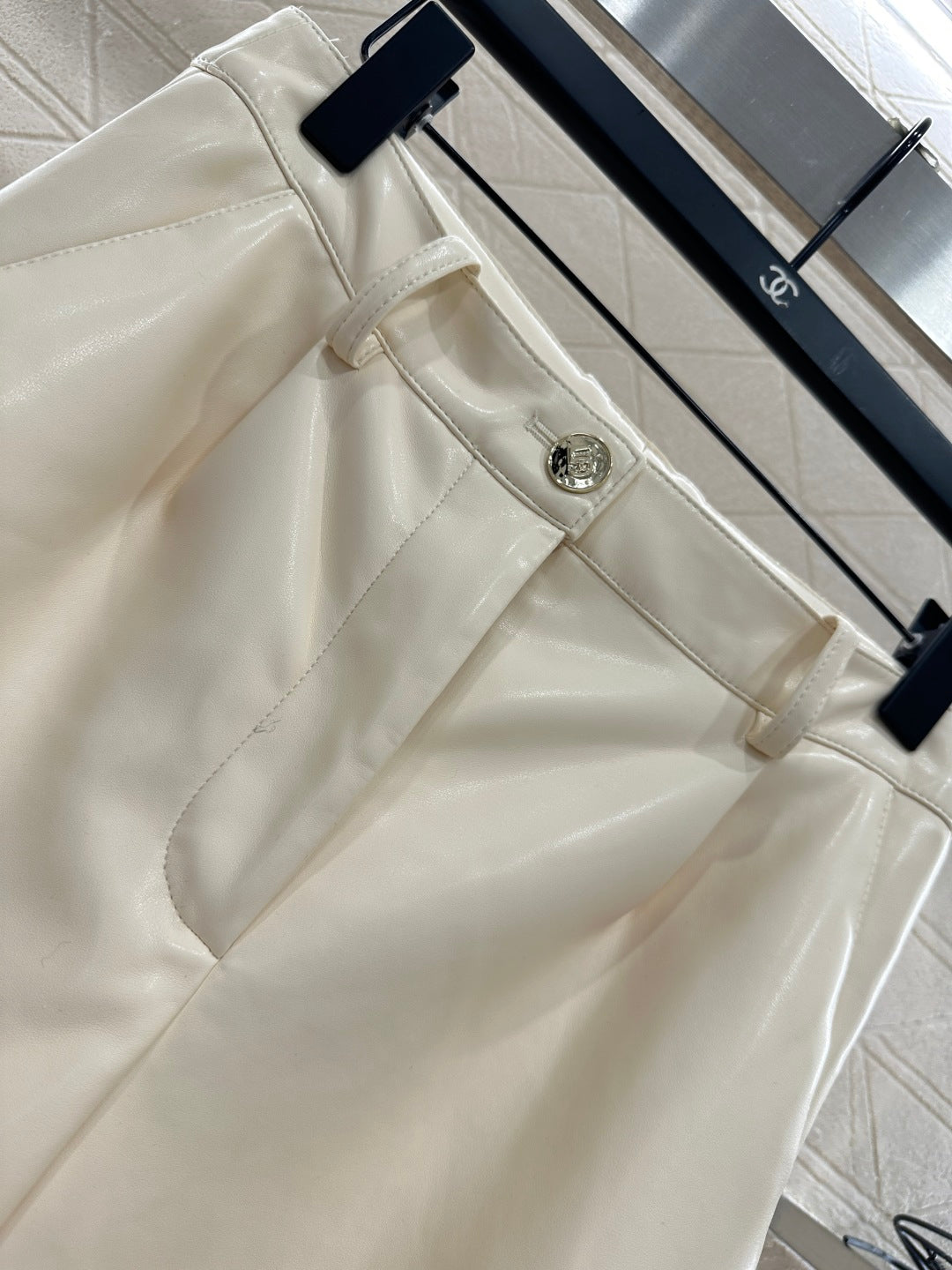 25fw High waisted sheepskin leather wide leg pants