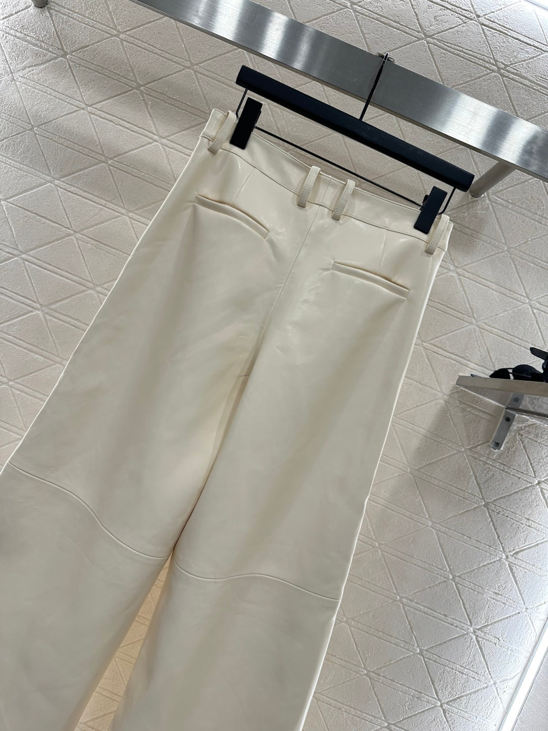 25fw High waisted sheepskin leather wide leg pants