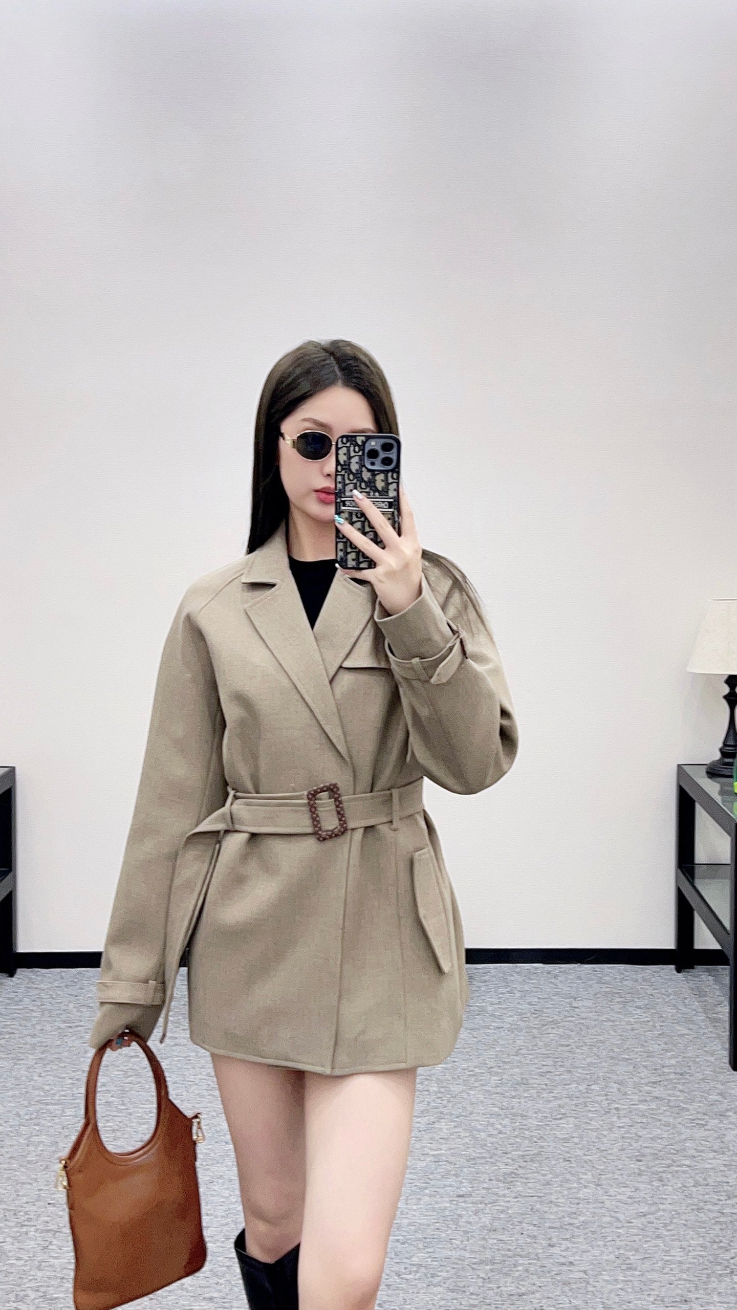 25fw Collar waistband mid length jacket