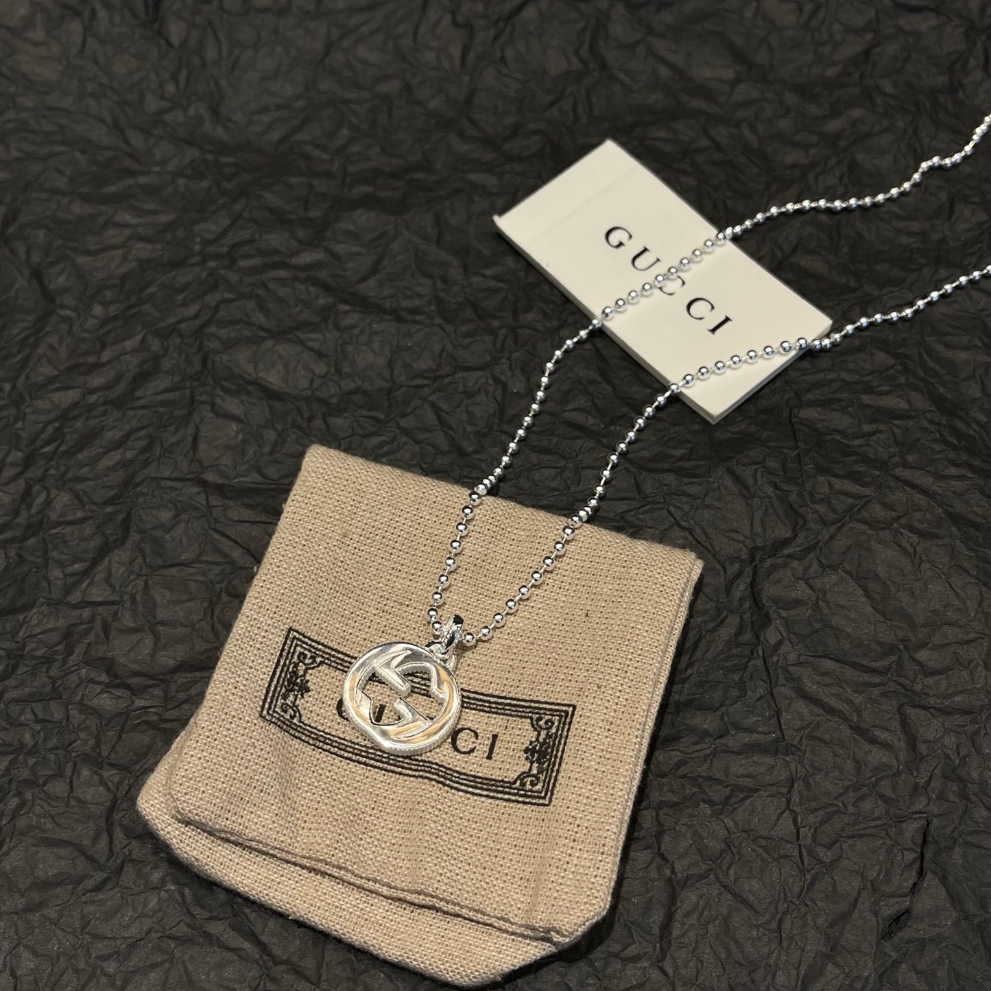 Classic round bead Double G necklace