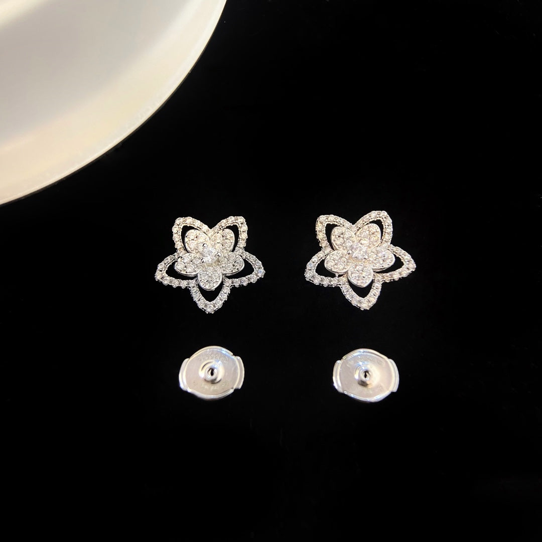 Platinum flower earrings