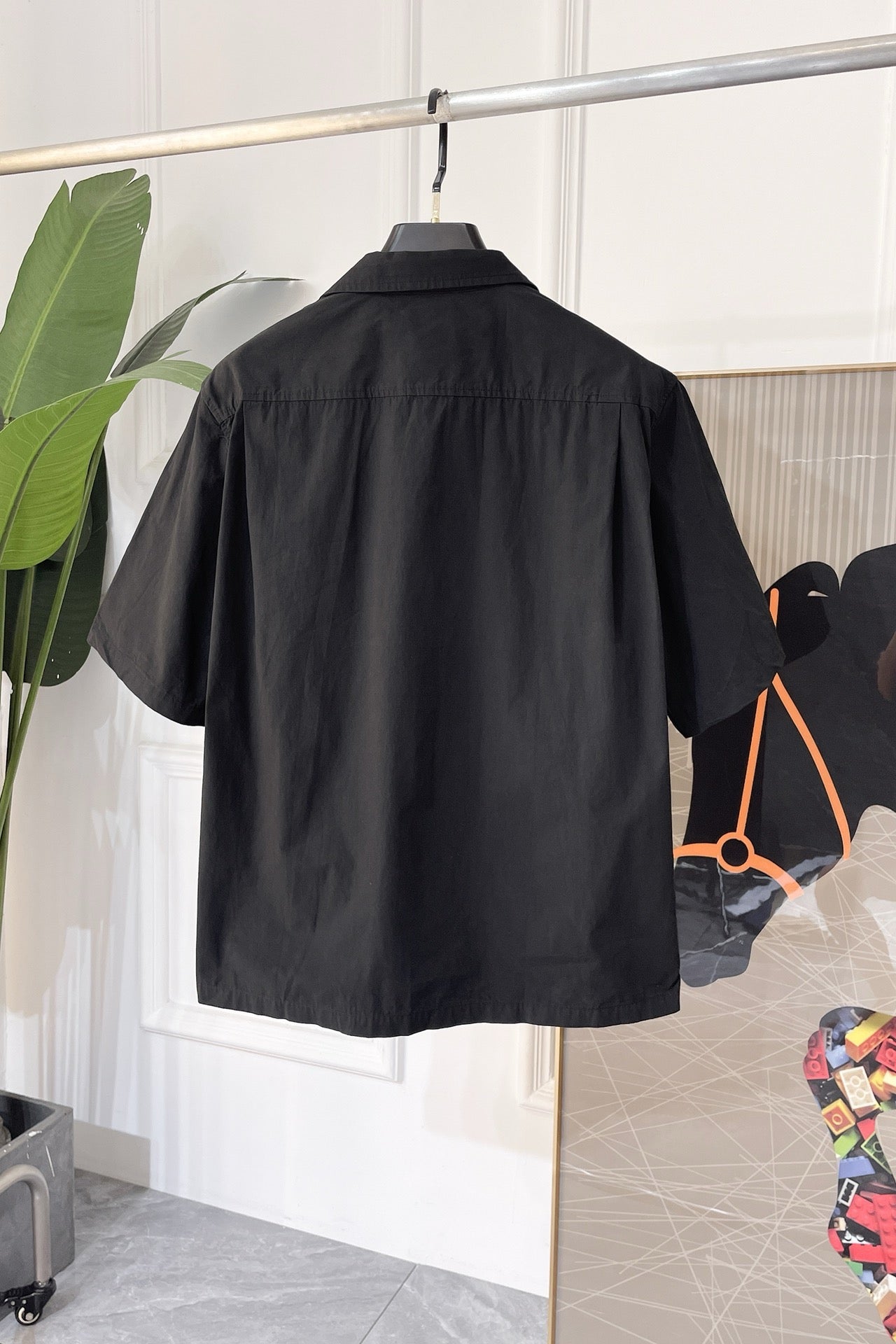 Premium cotton and linen blend short-sleeved shirt
