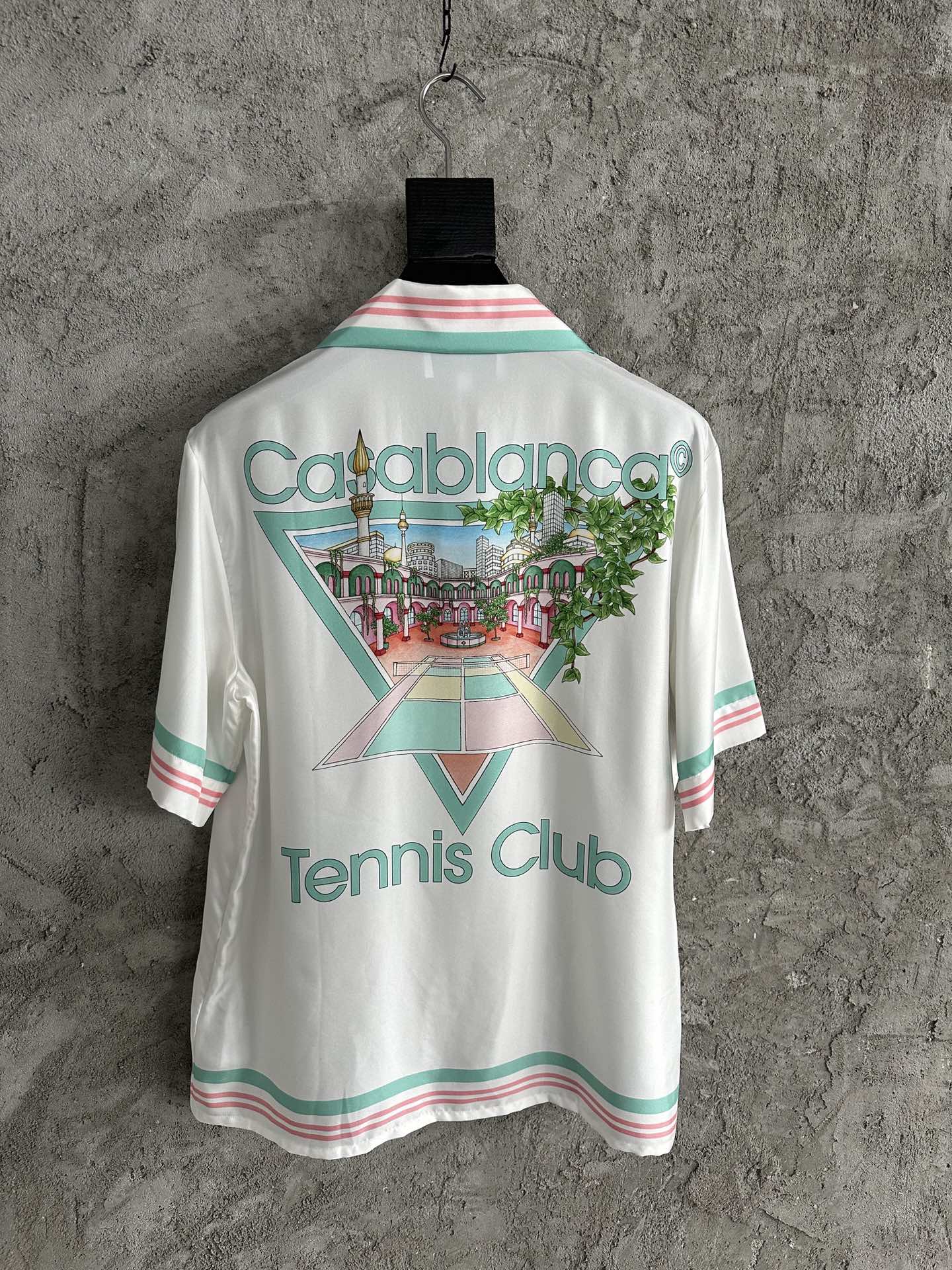 25ss Fountain pattern silk short-sleeved shirt