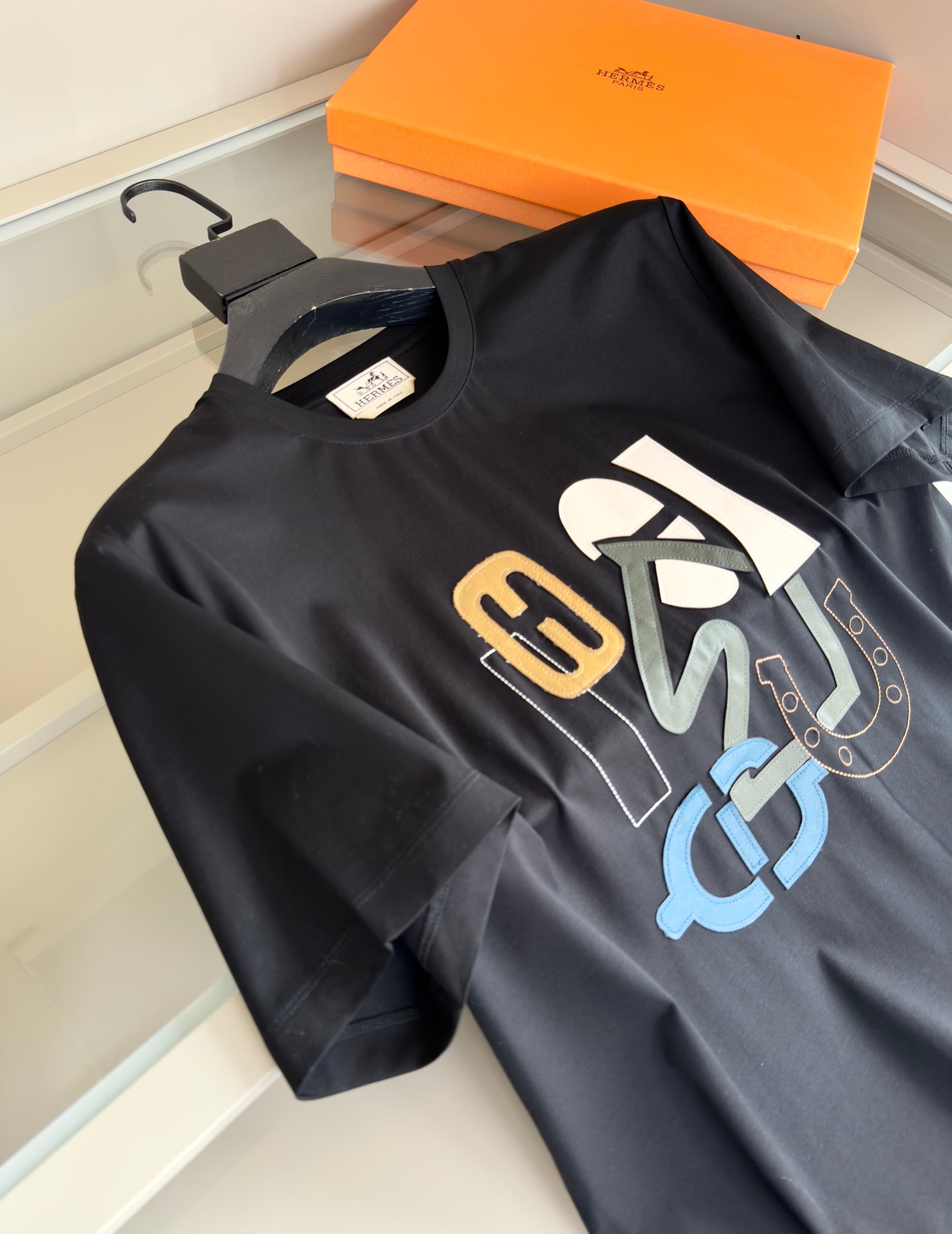 2025 Spring and Summer Leather Embroidery Round Neck Short Sleeve T-shirt