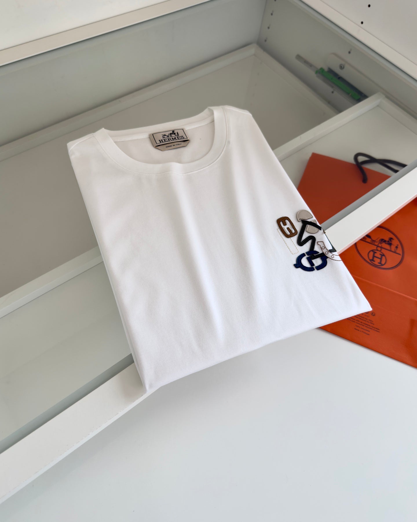 2025 Spring and Summer Leather Embroidery Round Neck Short Sleeve T-shirt