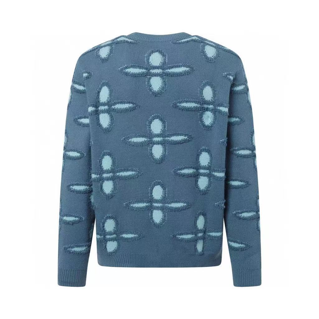 Round-Neck Pullover Jacquard Long-Sleeve Sweater