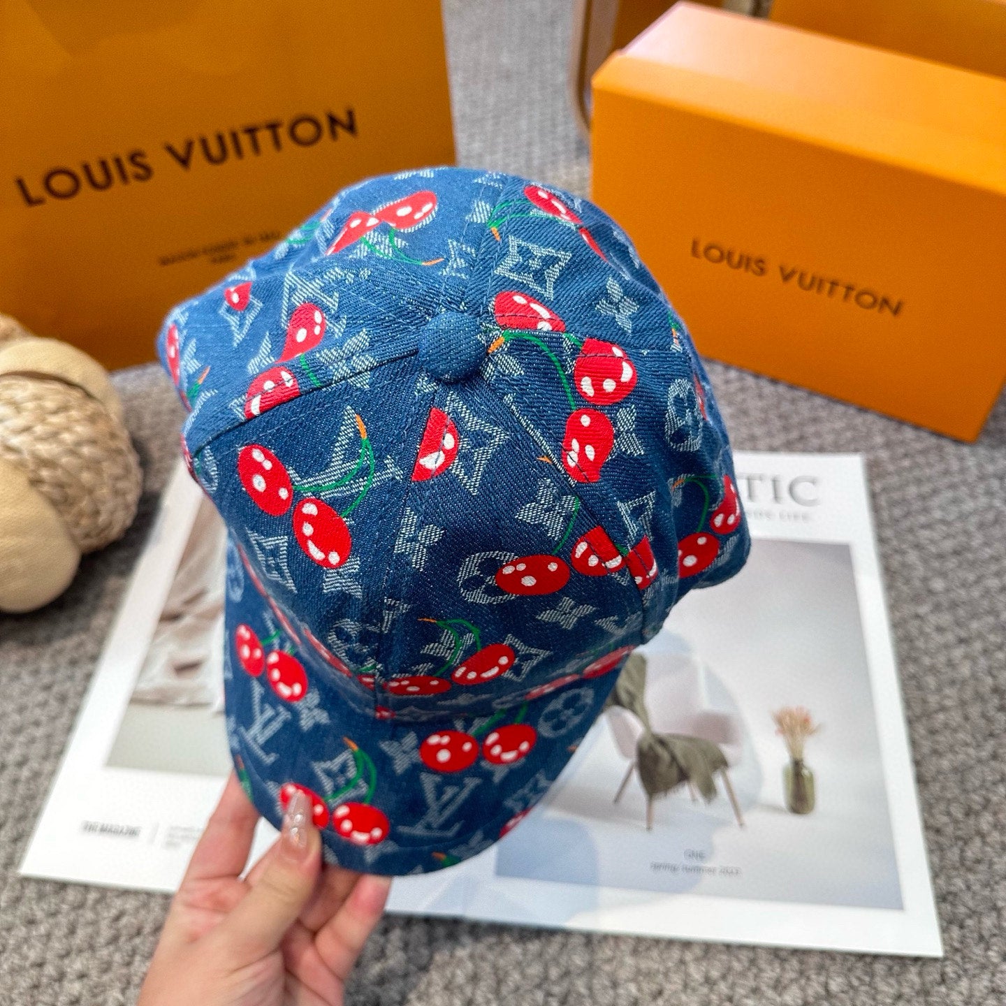 New Cute Cherry Denim Blue Duckbill Vacation Baseball Cap