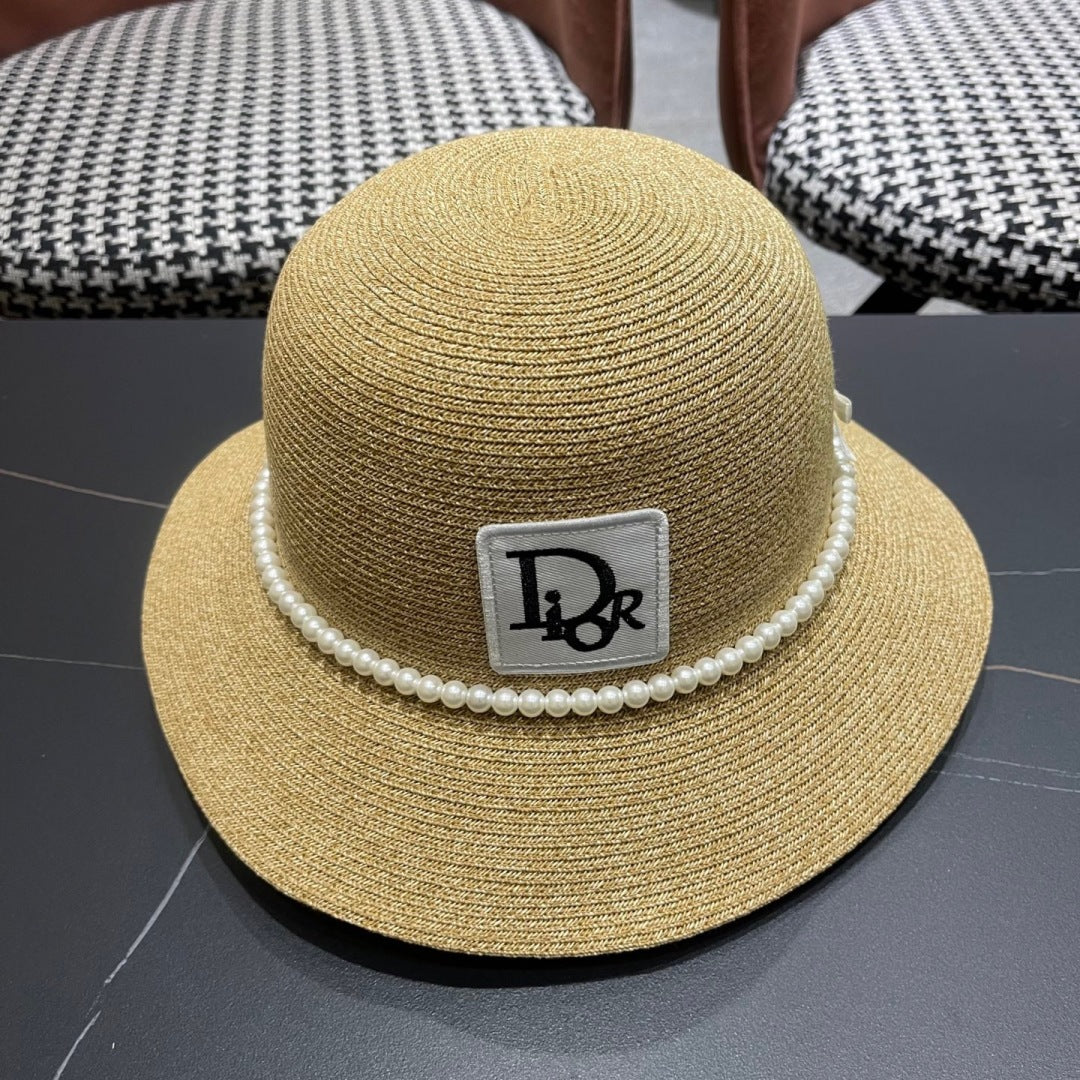 Straw Pearl Bow Beach Hat Women's Vacation Sun Hat