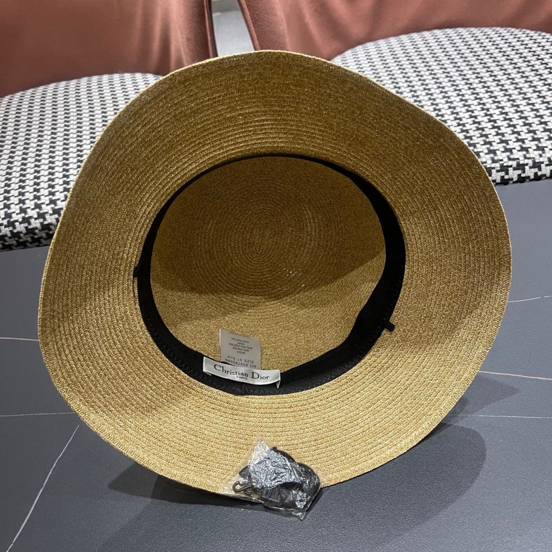 Straw Pearl Bow Beach Hat Women's Vacation Sun Hat