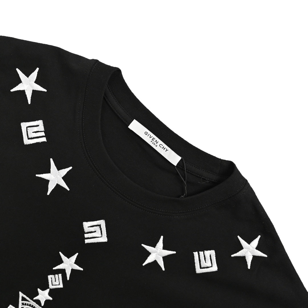 Five-pointed star necklace pendant embroidered short sleeves