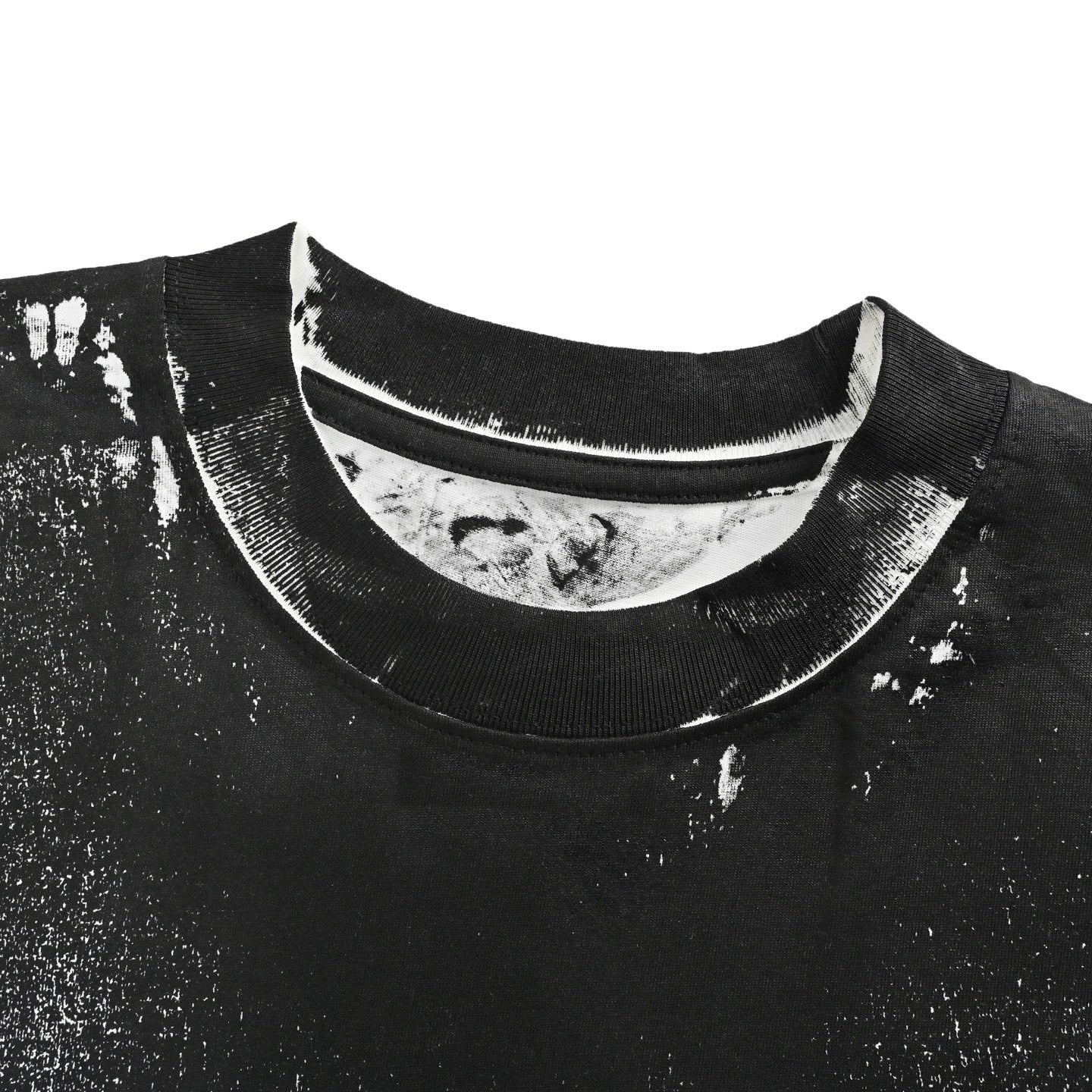 Front and back black and white double letter printed short sleeves