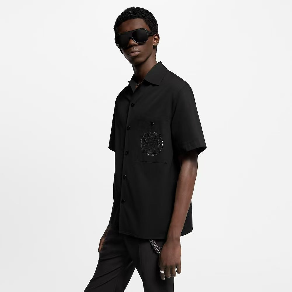 25ss Sequined Pocket Embroidered Short Sleeve Shirt
