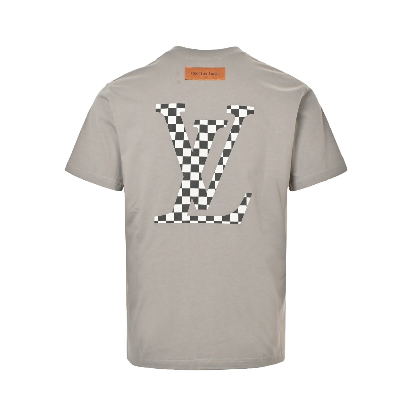 25ss back checkerboard letter printed short sleeved shirt