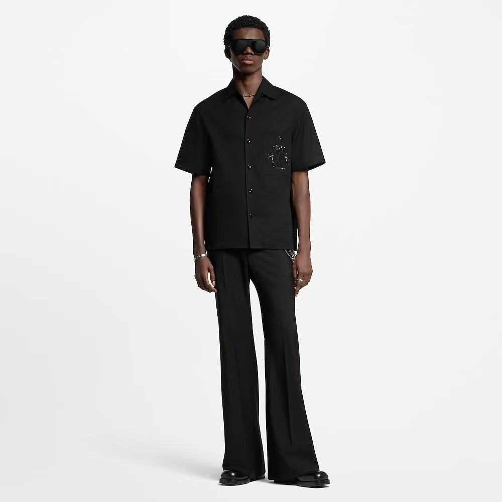 25ss Sequined Pocket Embroidered Short Sleeve Shirt