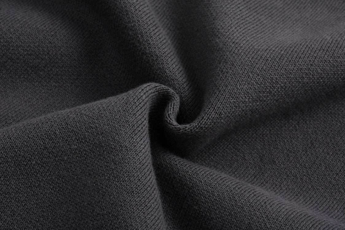 25 Jacquard ribbed stand-up collar zippered wool jacket