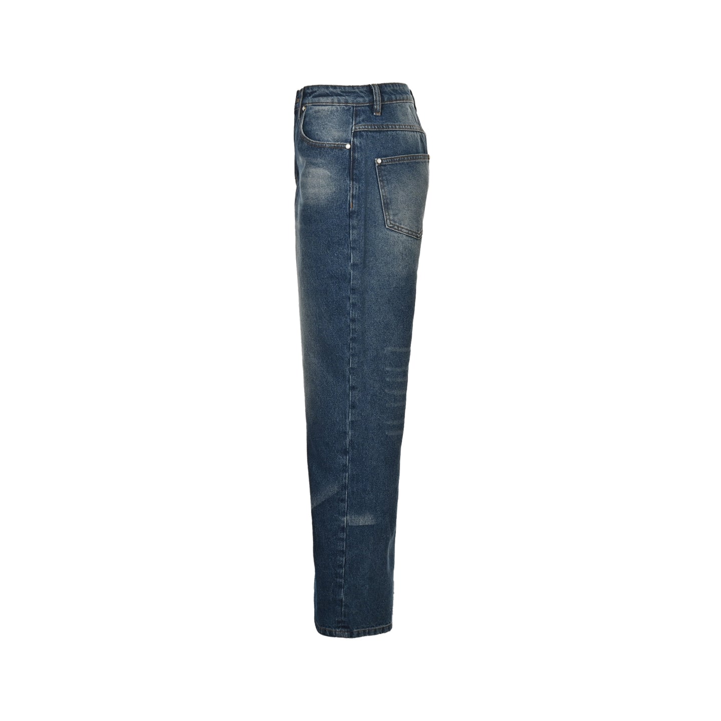 Sun dried faded washed denim jeans