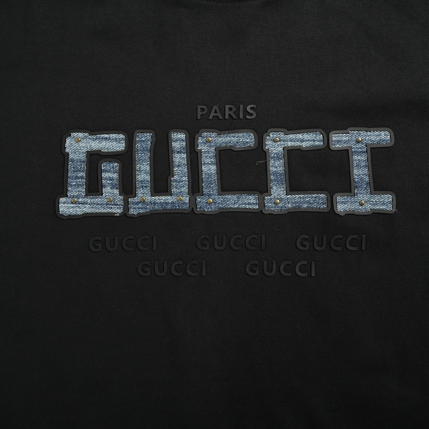 25ss denim sticker letter short sleeved shirt
