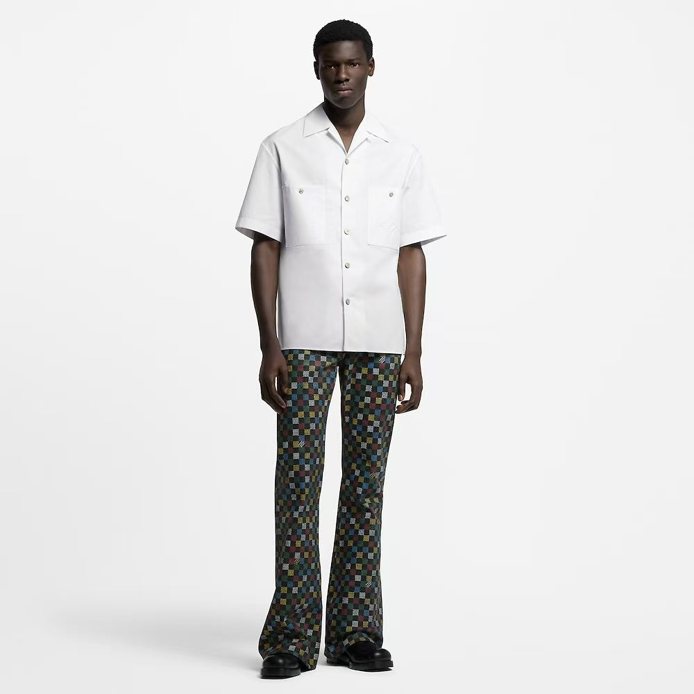25ss Embossed double pocket short sleeve shirt