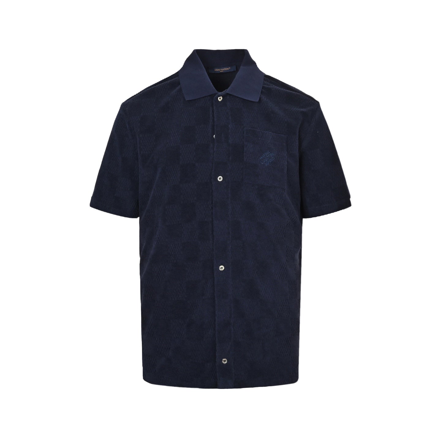 25ss dark checkerboard patterned towel cloth short sleeved shirt