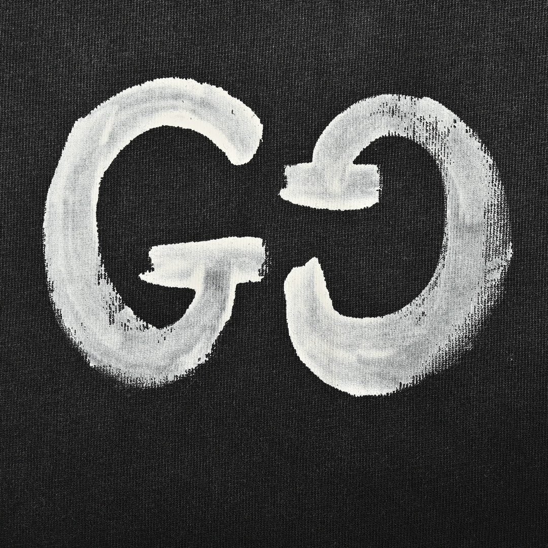 Hand-painted graffiti double G washed short sleeves