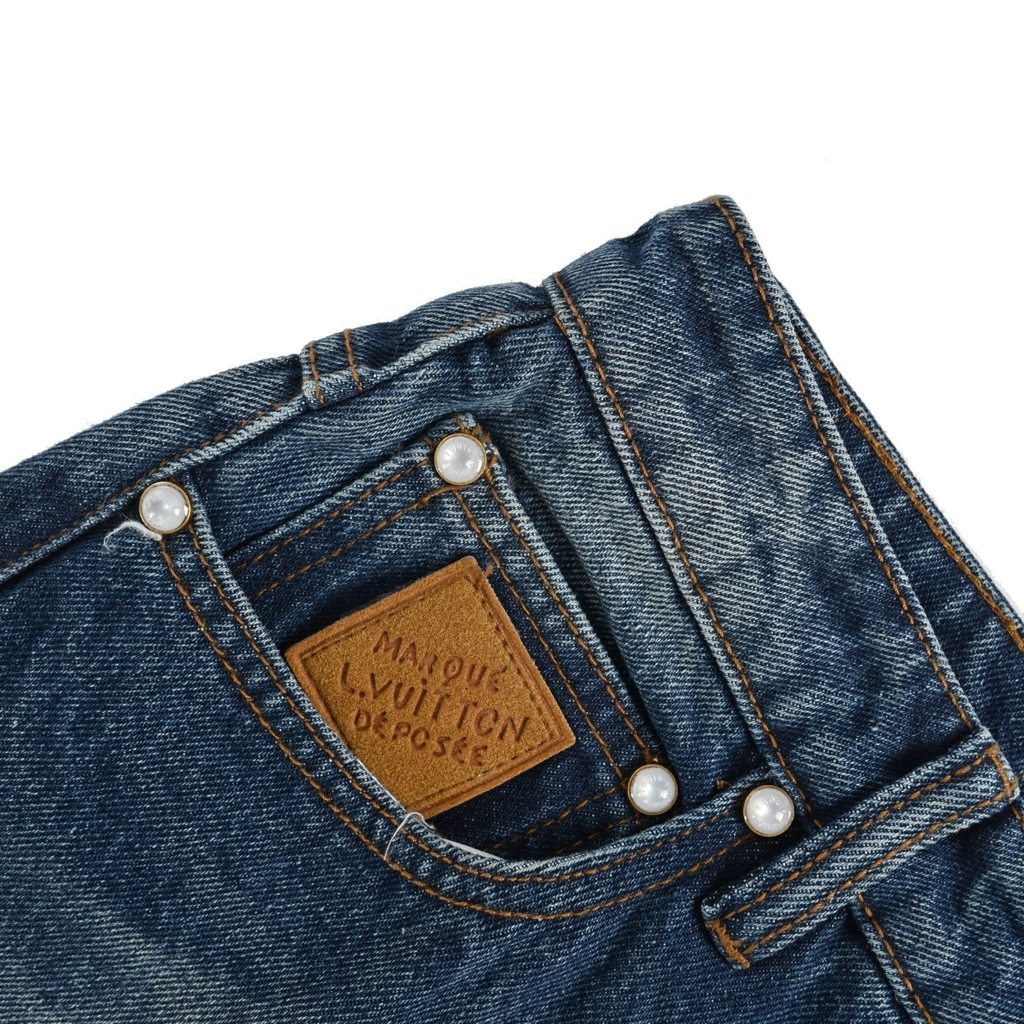Sun dried faded washed denim jeans