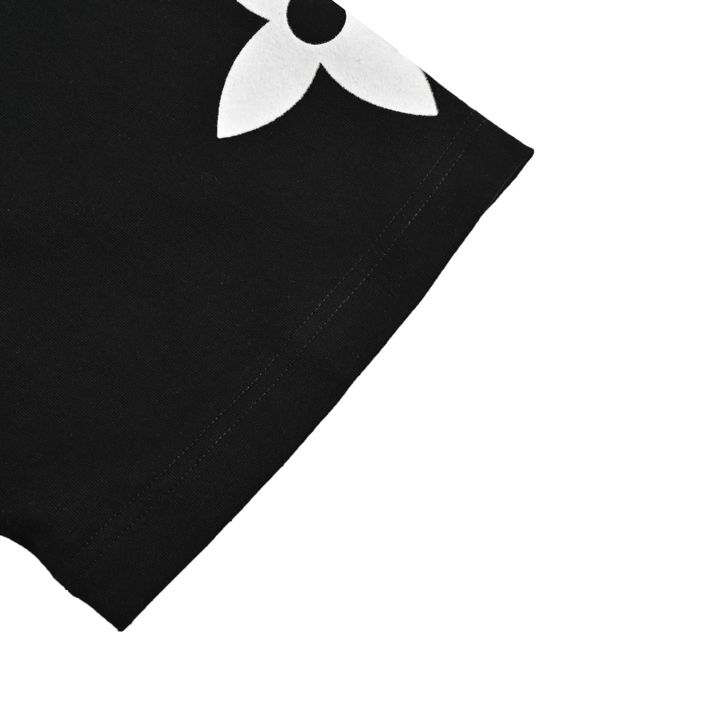 Four-leaf clover rhinestone logo flocked short-sleeve