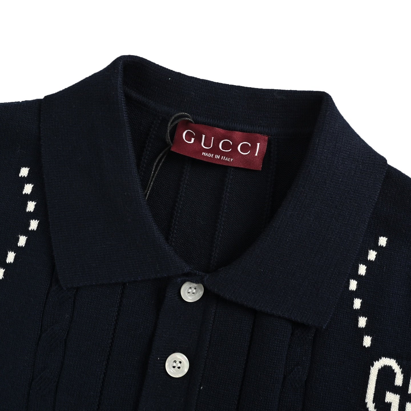 25ss Double G jacquard cable knit Polo short sleeve