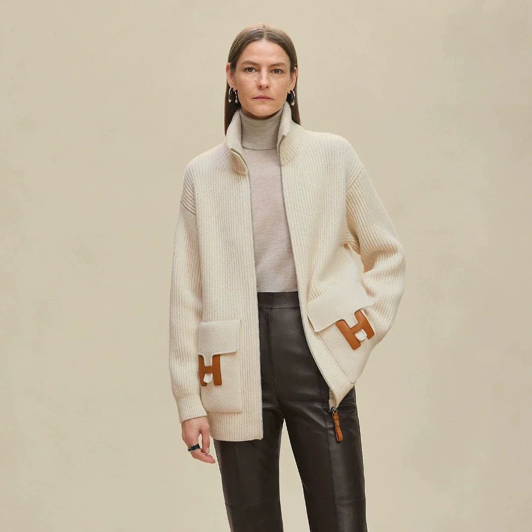 25fw new cashmere knitted zipper jacket