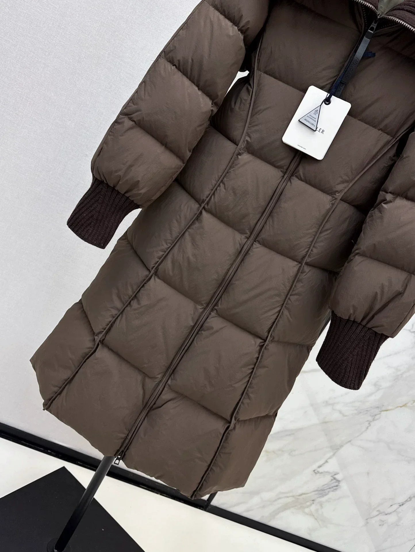 25 Knitted splicing large lapel umbrella shaped long down jacket