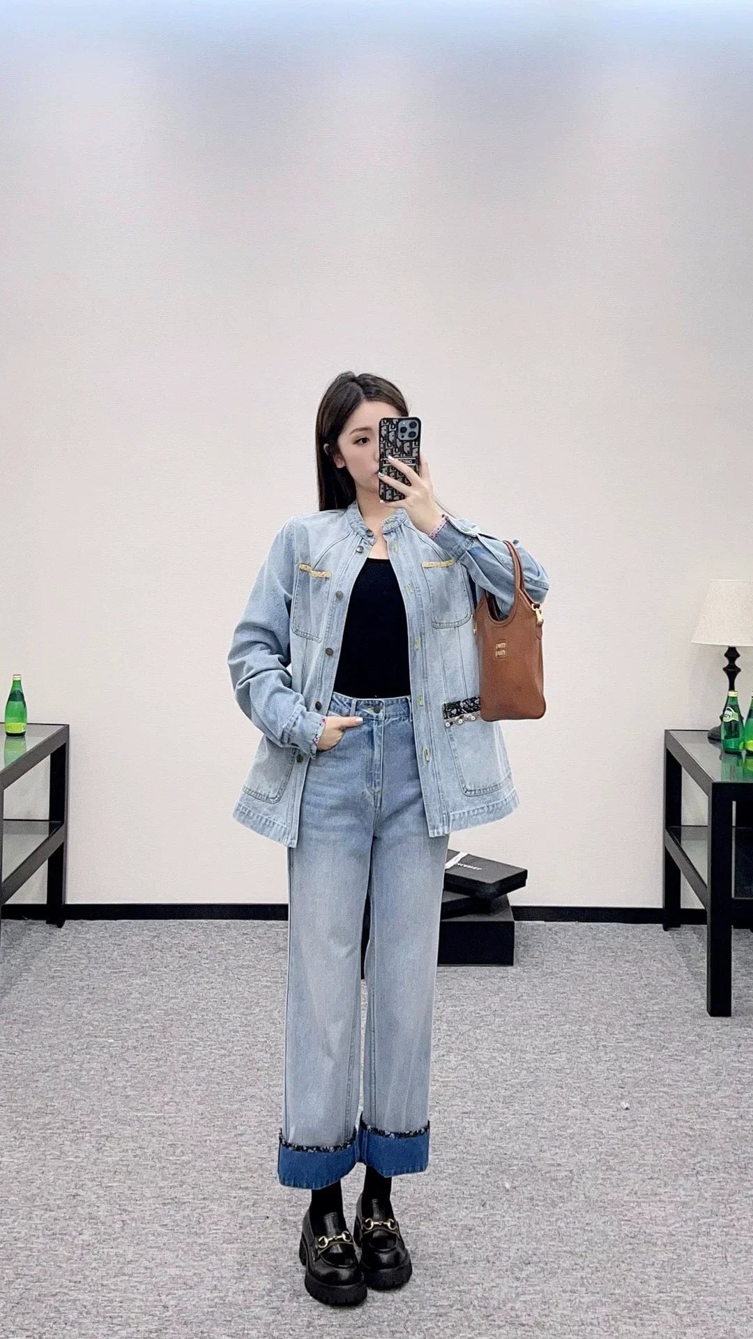 2025 Silhouette floral beaded denim jacket