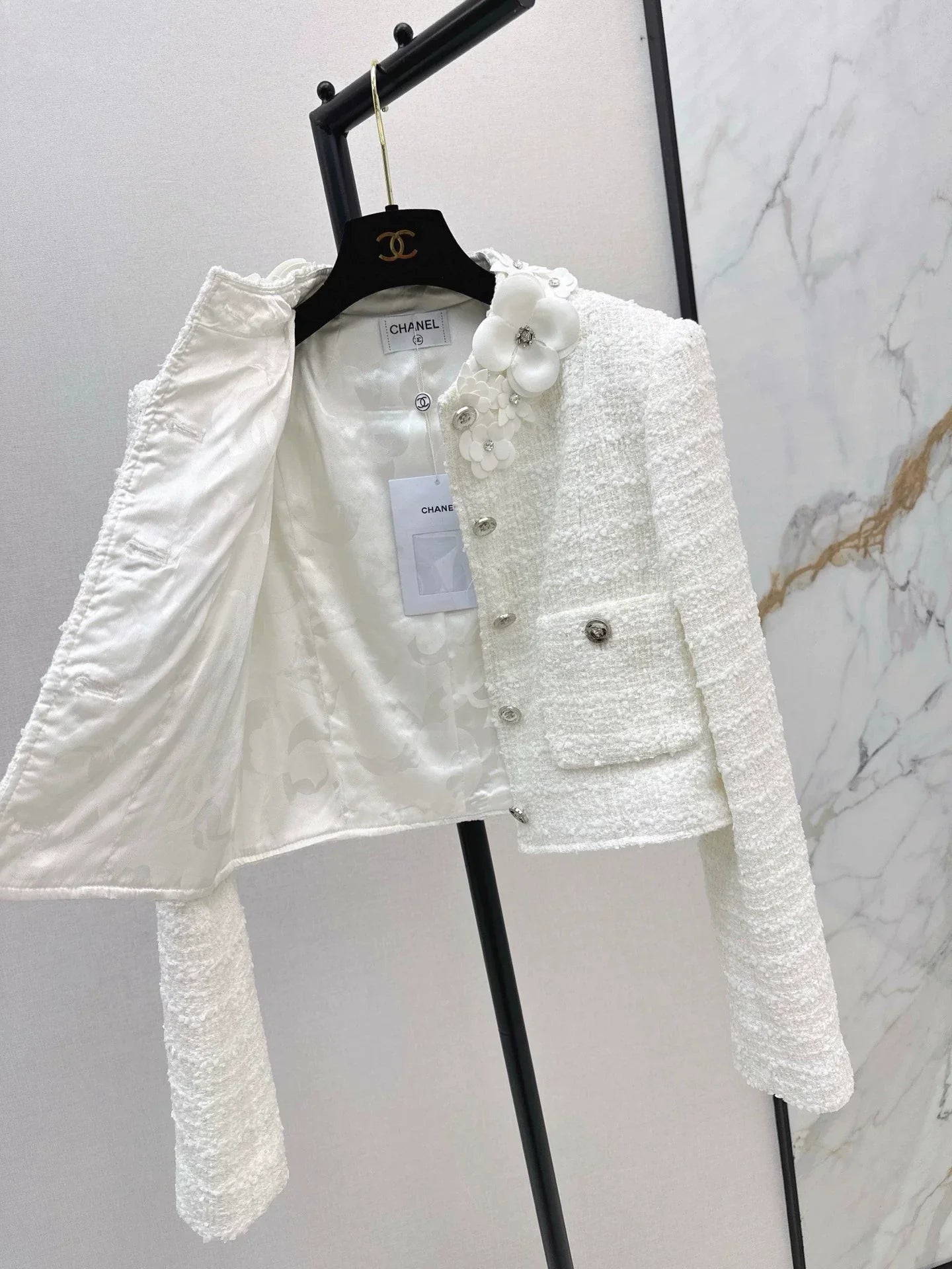 25fw 3D flower decoration short jacket