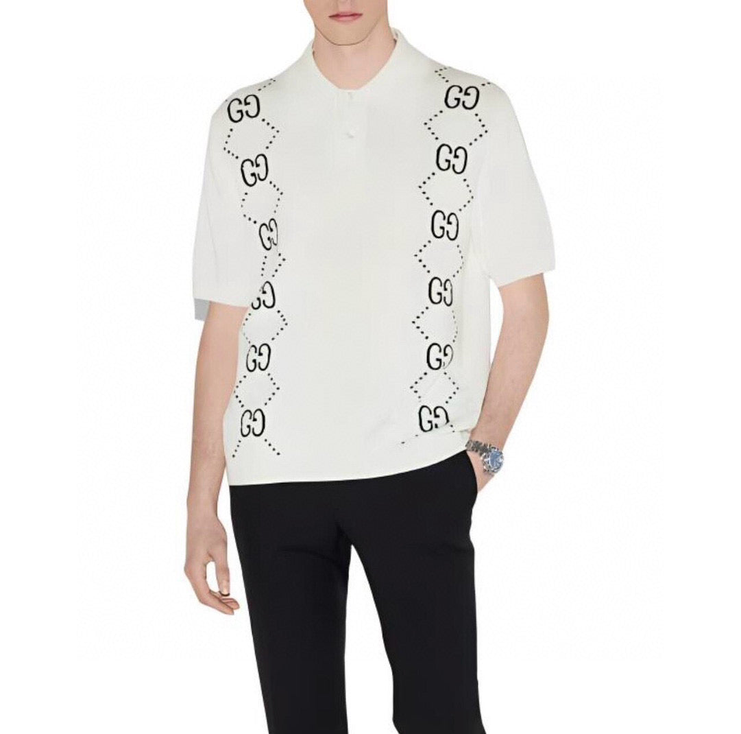 25ss Double G jacquard cable knit Polo short sleeve