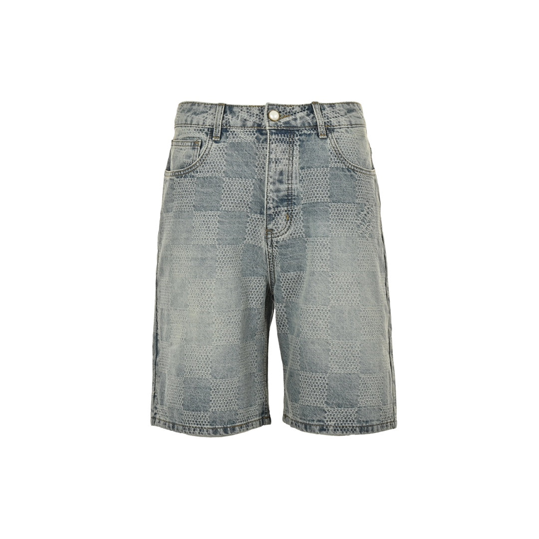 25SS checkerboard denim shorts