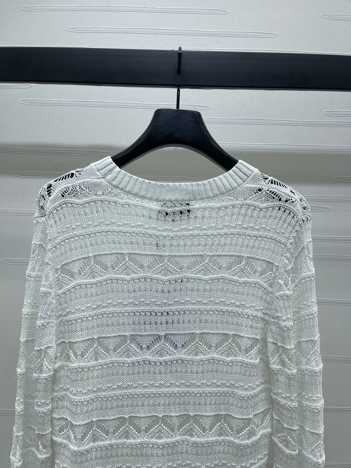 C 25 Spring/Summer Lace-Patterned Knit Long-Sleeve Top