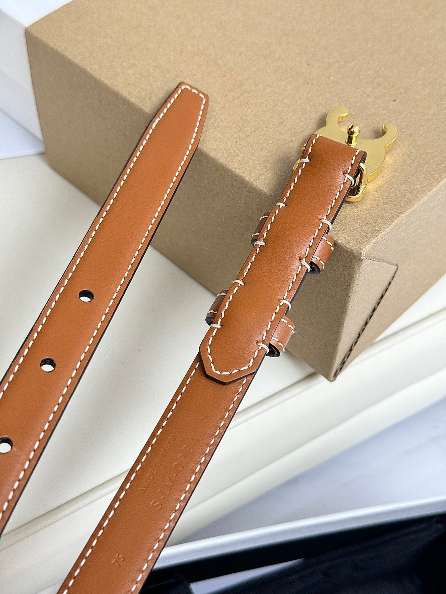 Gold Buckle 18mm Belt Brown Cowhide 179730