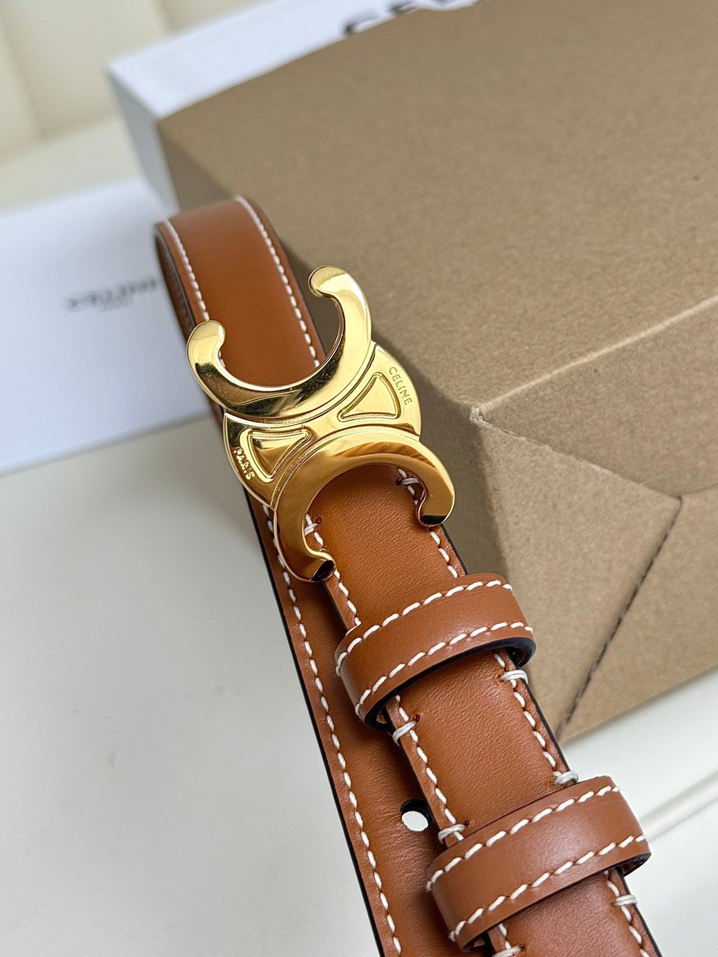 Gold Buckle 18mm Belt Brown Cowhide 179730