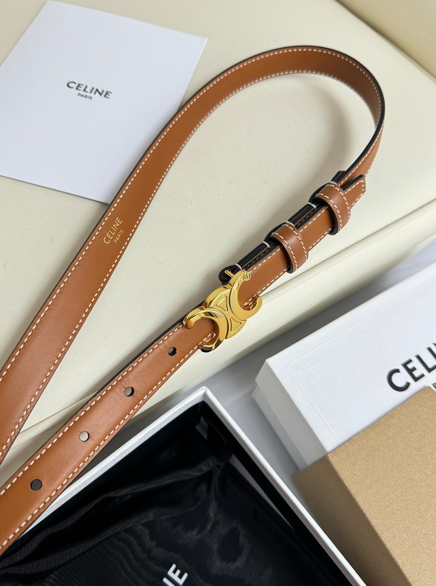 Gold Buckle 18mm Belt Brown Cowhide 179730