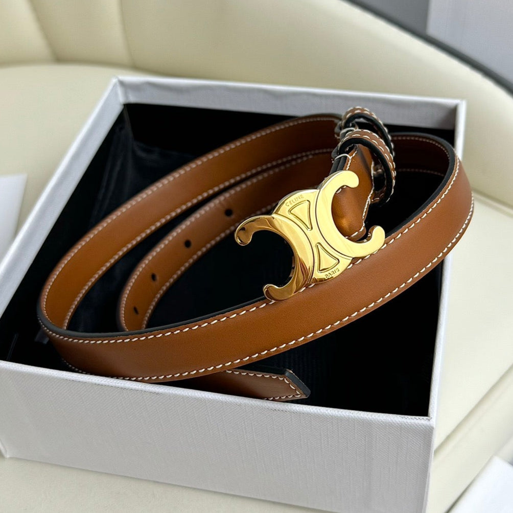 Gold Buckle 18mm Belt Brown Cowhide 179730