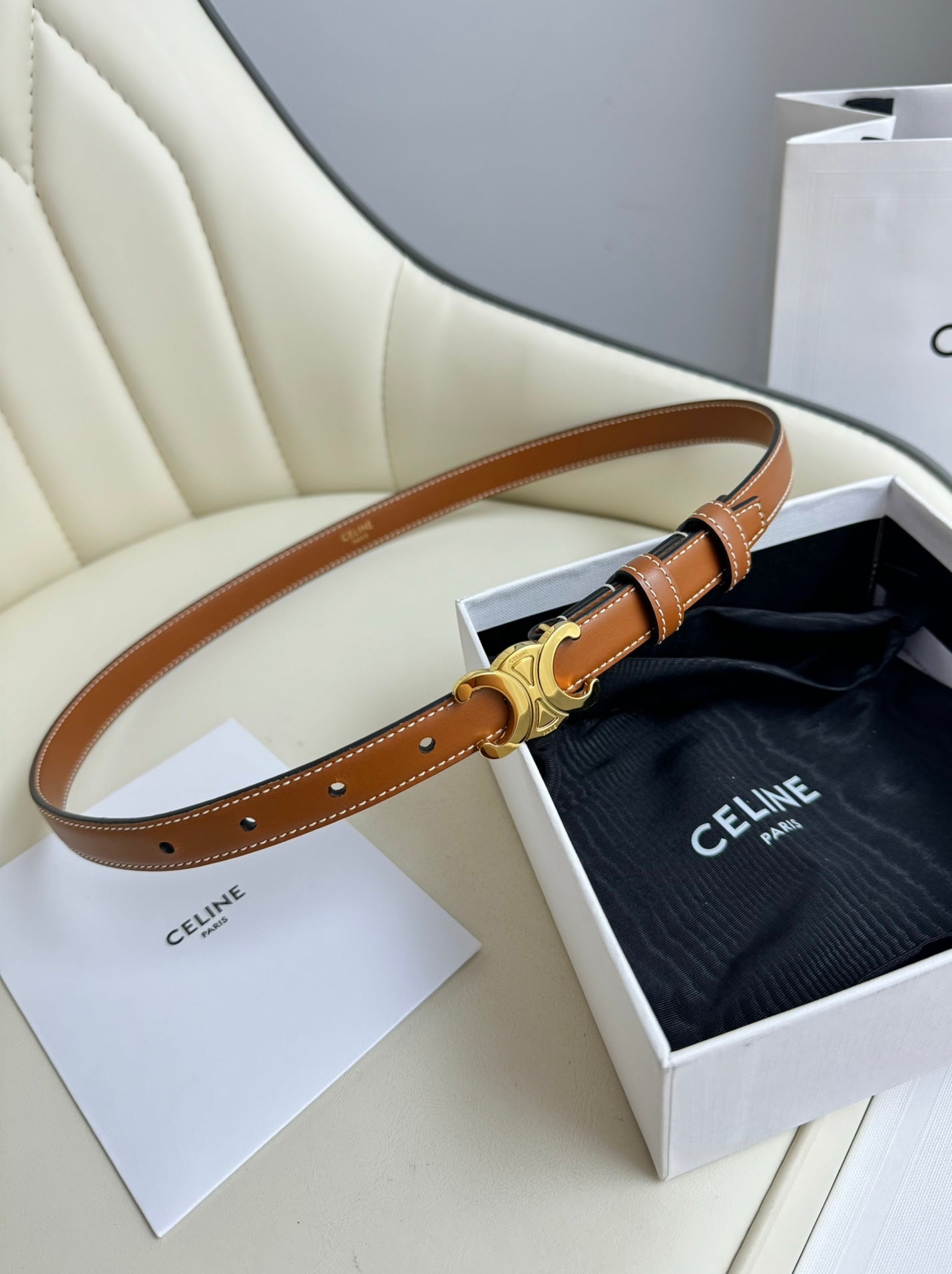 Gold Buckle 18mm Belt Brown Cowhide 179730