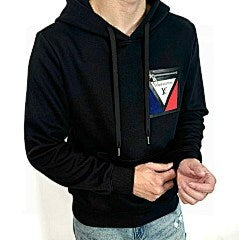 25Fw zippered faux pocket hooded sweatshirt