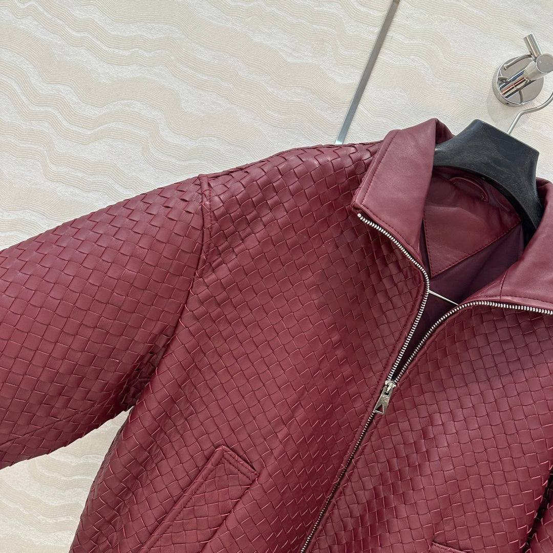 Bo 24fw woven leather jacket