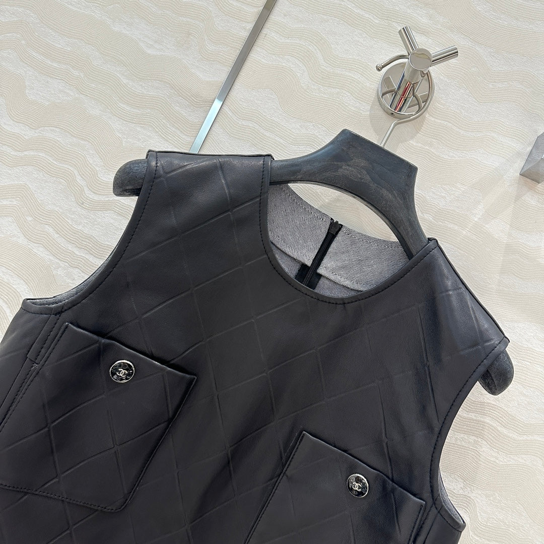 Ch 25ss leather A line dress