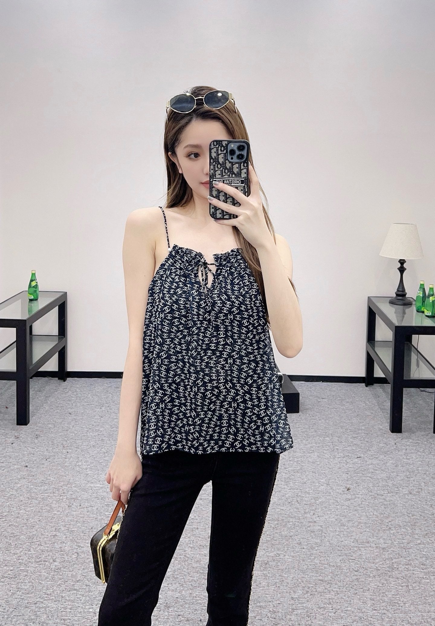 25ss satin printed camisole