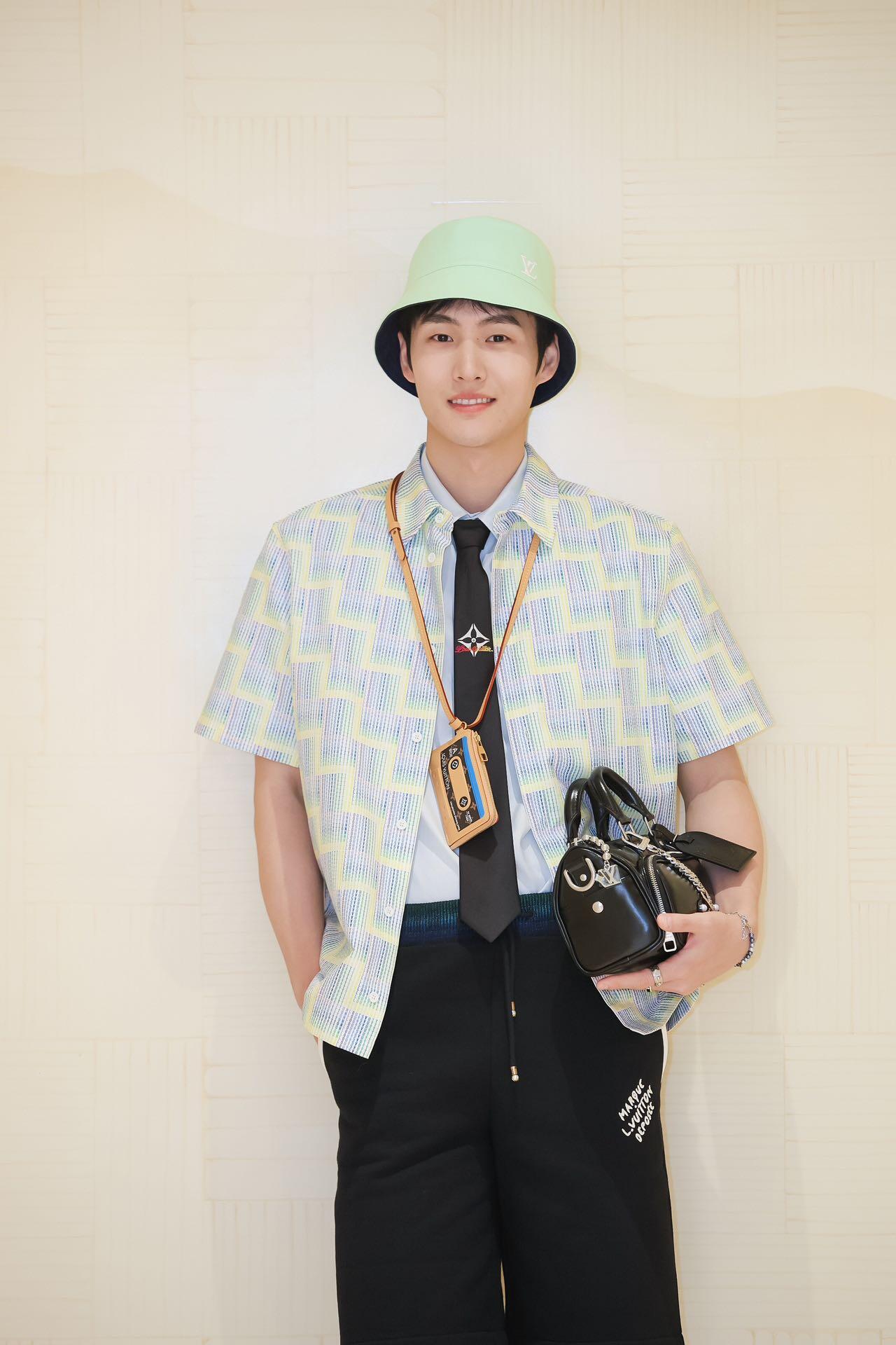 25SS Ladder patterned short sleeved shirt
