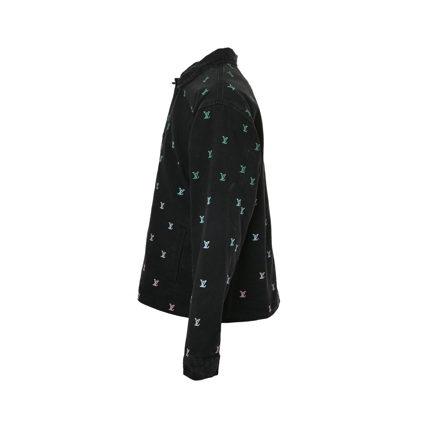 Gradient fully embroidered denim jacket set