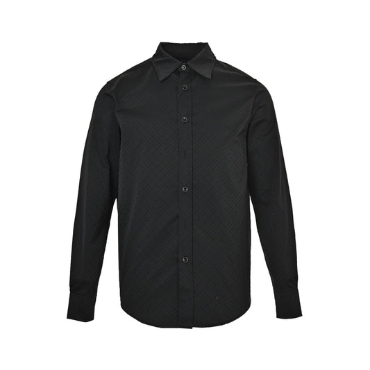 Jacquard shirt with dark pattern and monogram print