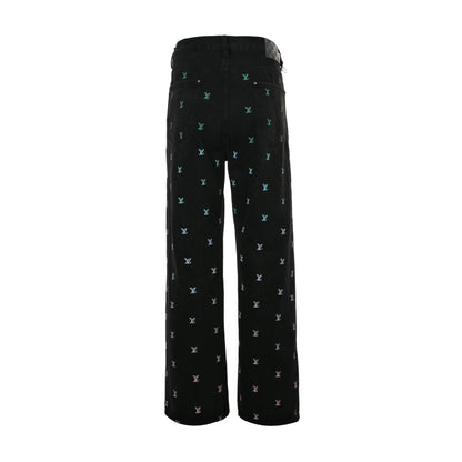 Gradient embroidered denim suit